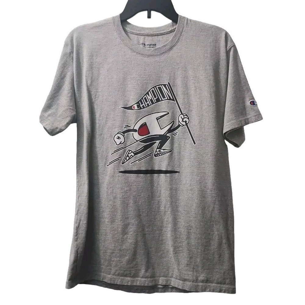 Champions Mens Size M Animated T-Shirt Gray Short Sleeves